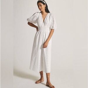 Hutch Smocked-Waist Eyelet White Jumpsuit Size XL